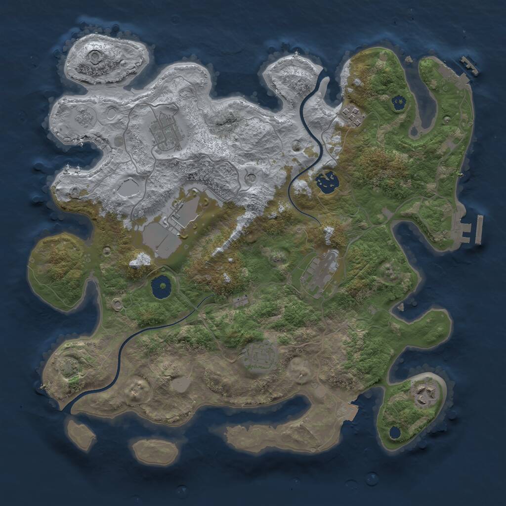 Rust Map: Procedural Map, Size: 3500, Seed: 692817132, 13 Monuments