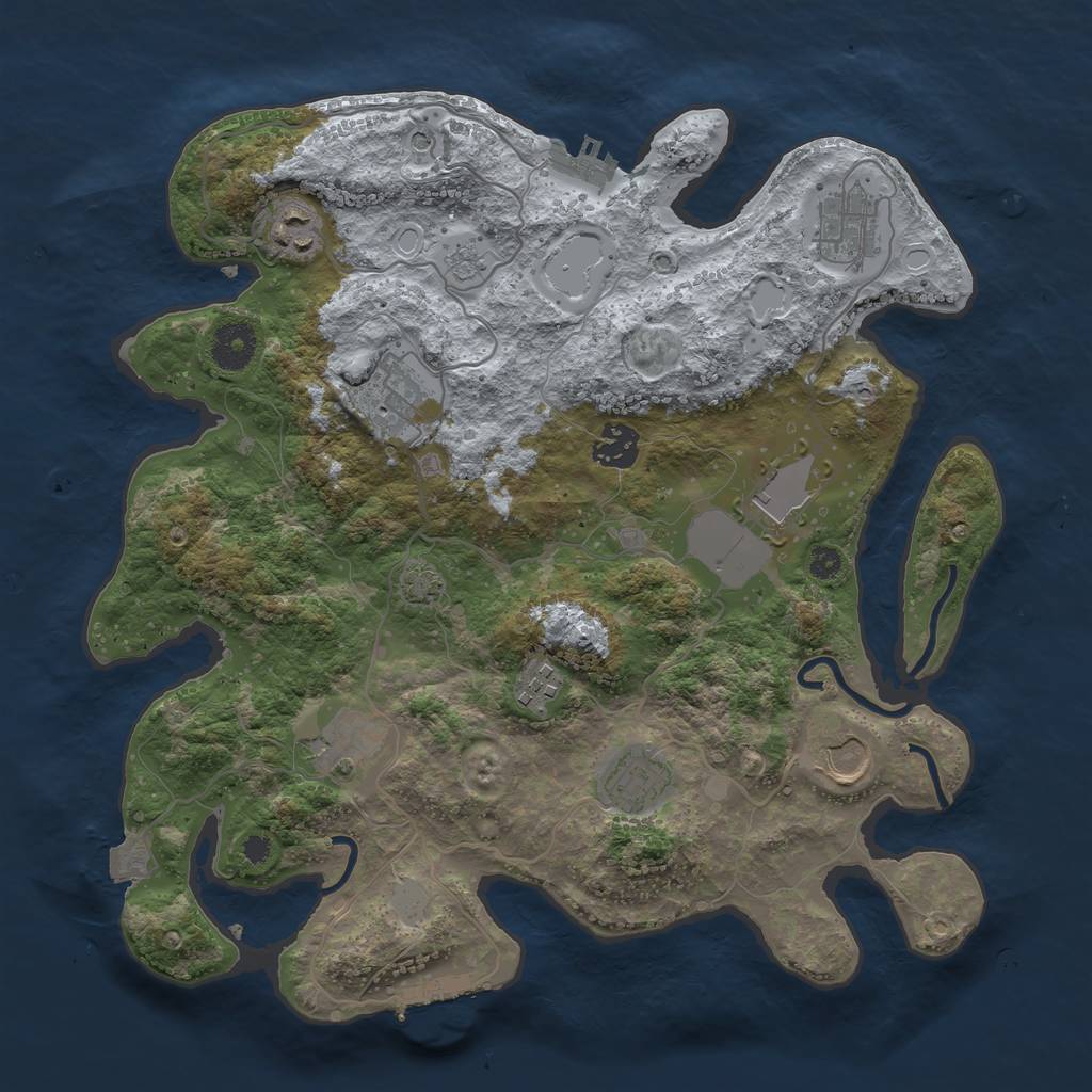 Rust Map: Procedural Map, Size: 3500, Seed: 1218747105, 17 Monuments