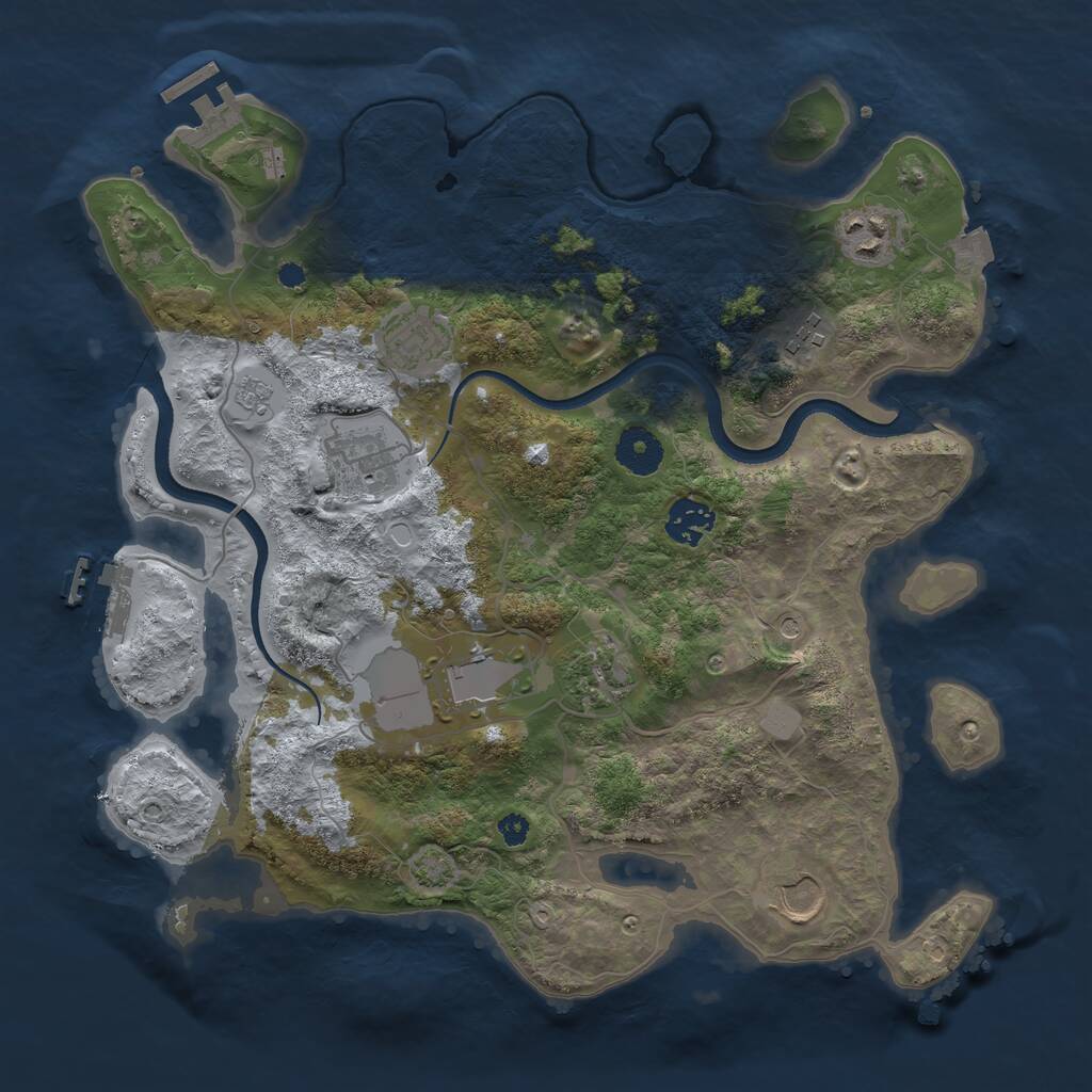 Rust Map: Procedural Map, Size: 3500, Seed: 1241811020, 14 Monuments