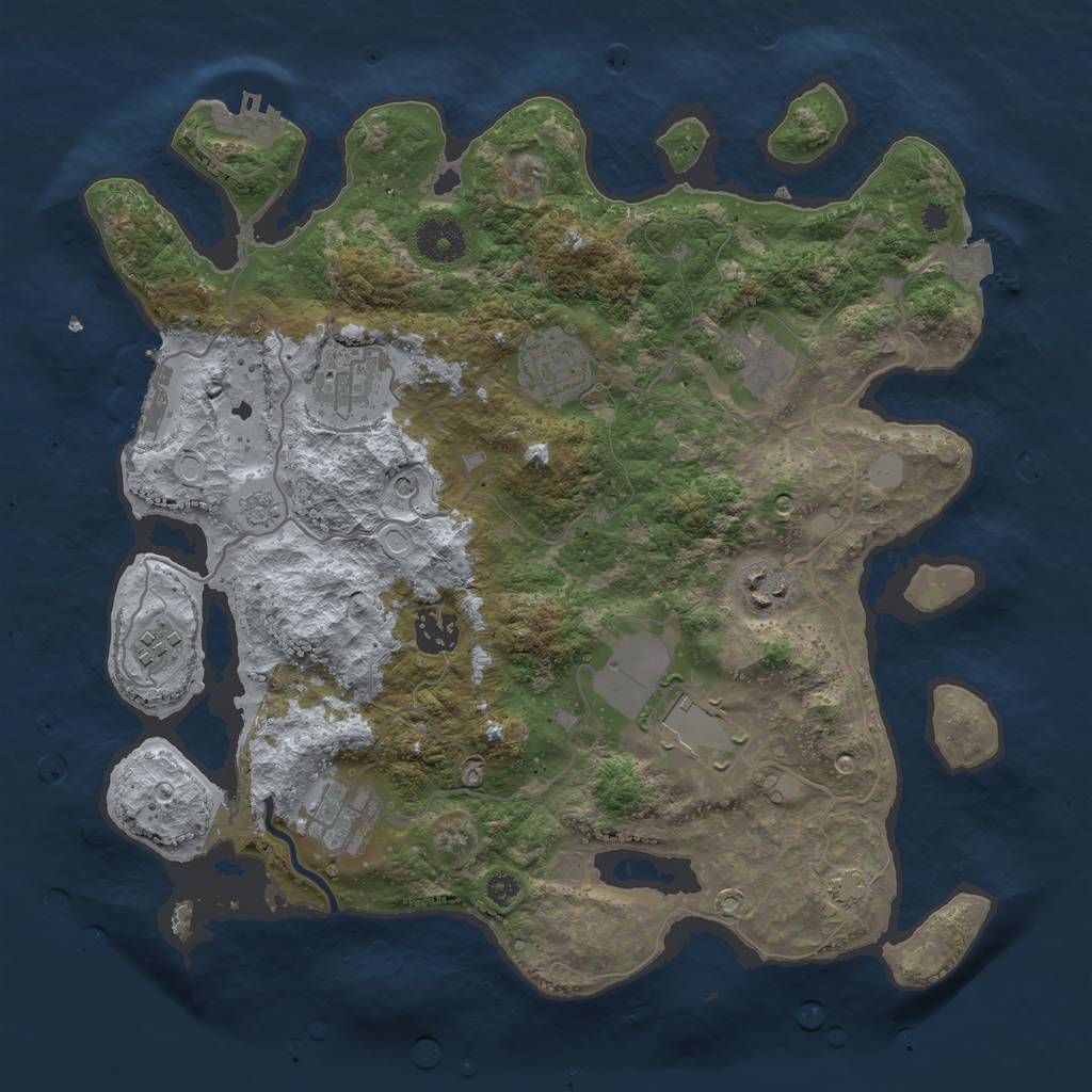 Rust Map: Procedural Map, Size: 3500, Seed: 1241811020, 16 Monuments