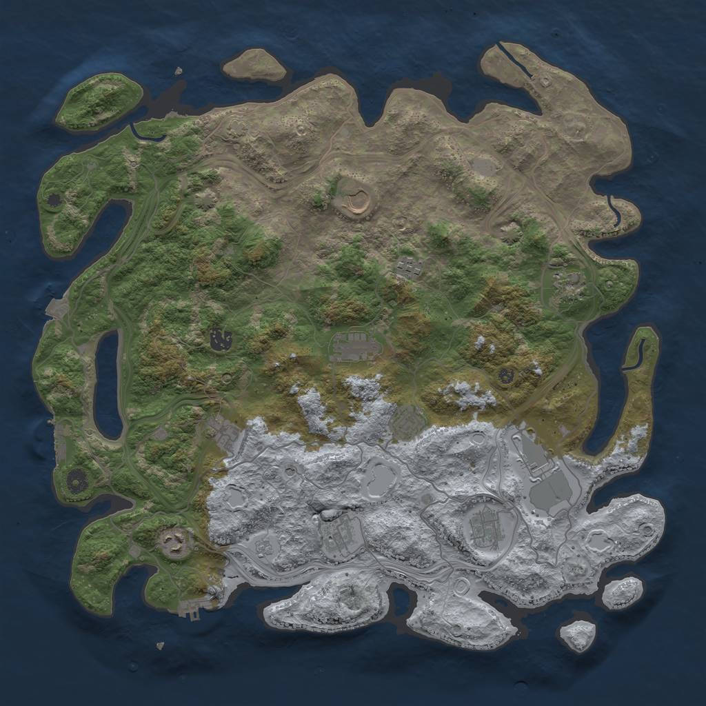 Rust Map: Procedural Map, Size: 4500, Seed: 8642432, 19 Monuments