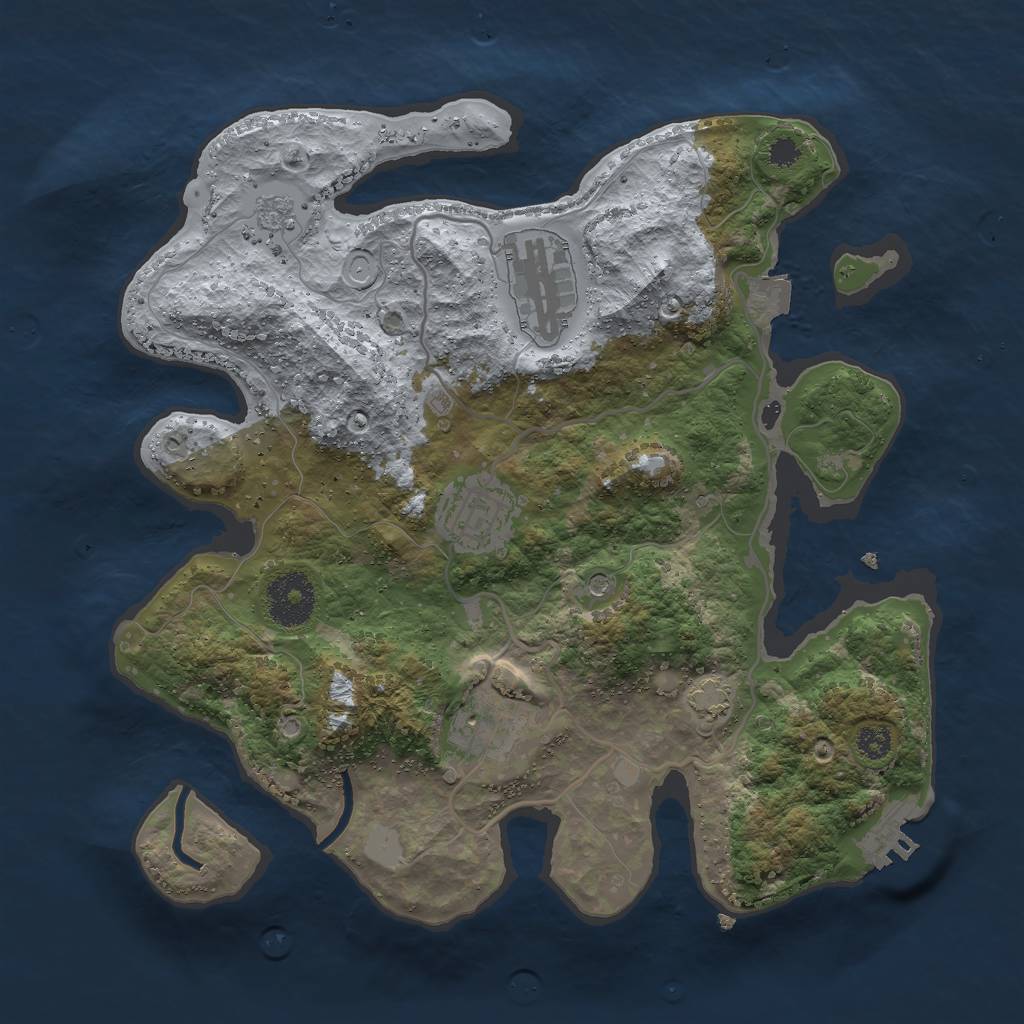 Rust Map: Procedural Map, Size: 3000, Seed: 2091943555, 10 Monuments