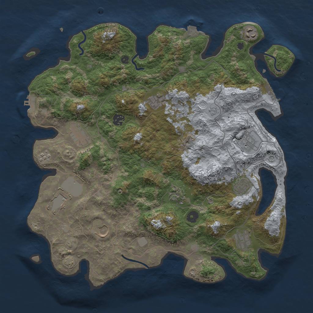 Rust Map: Procedural Map, Size: 4000, Seed: 886587249, 19 Monuments