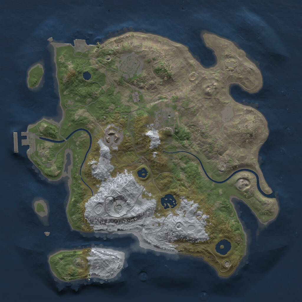 Rust Map: Procedural Map, Size: 3000, Seed: 4534422, 8 Monuments