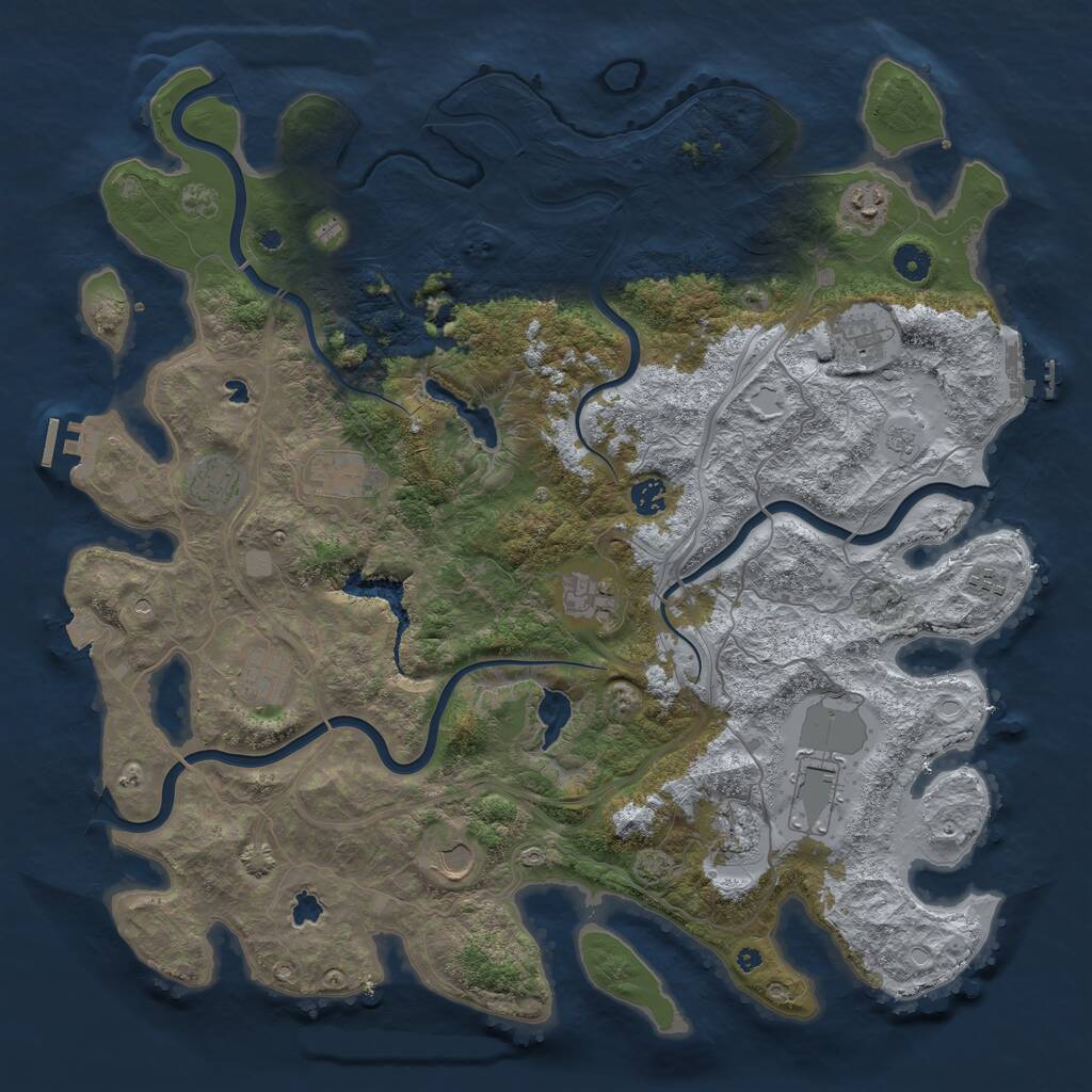Rust Map: Procedural Map, Size: 4500, Seed: 923289725, 17 Monuments