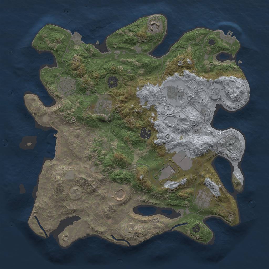 Rust Map: Procedural Map, Size: 3500, Seed: 279987103, 16 Monuments