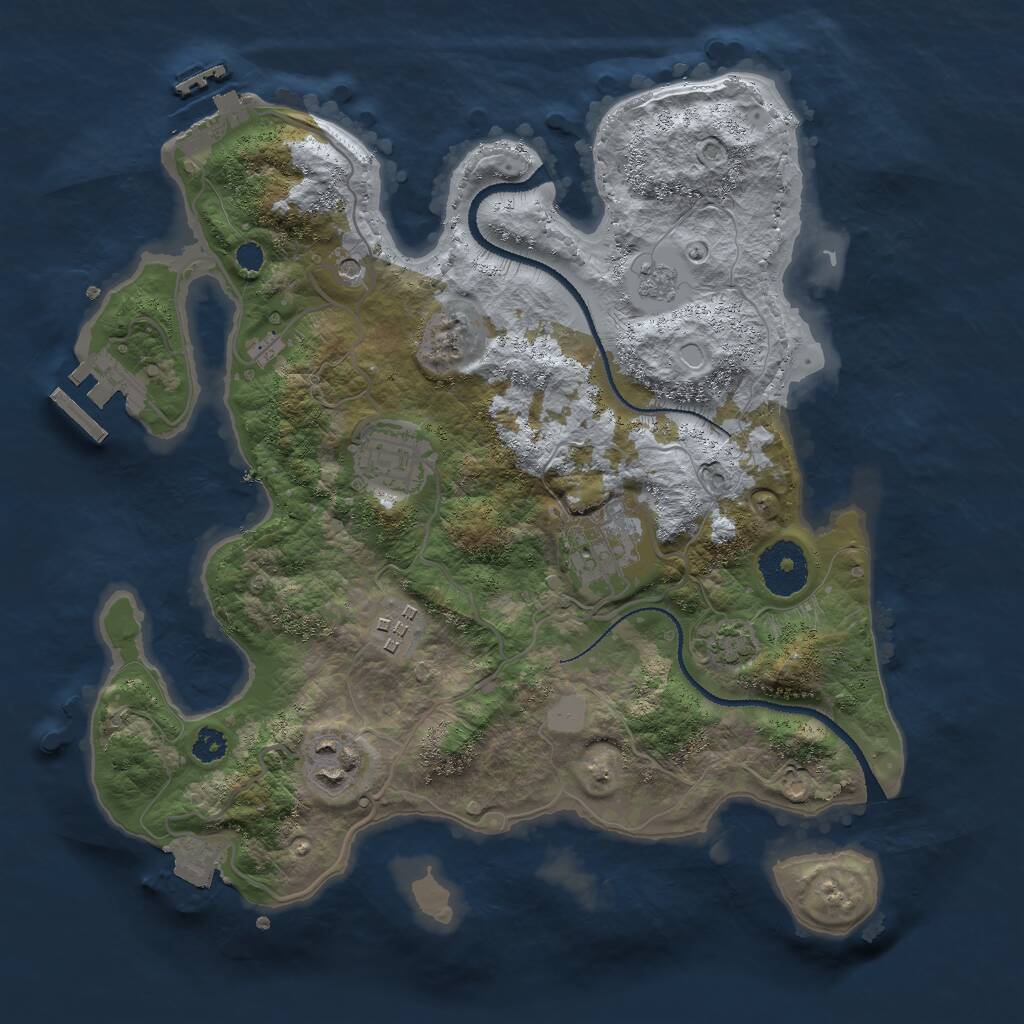 Rust Map: Procedural Map, Size: 3000, Seed: 7854039, 10 Monuments