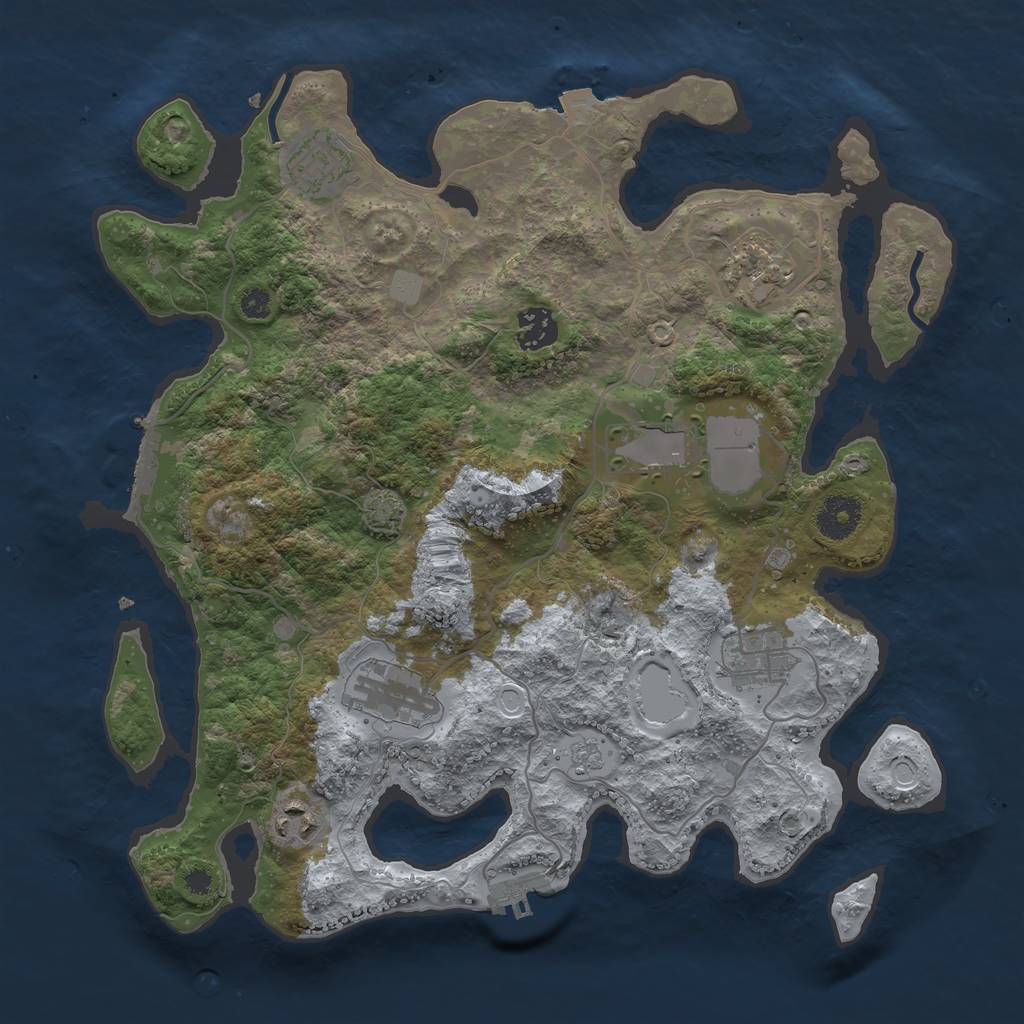 Rust Map: Procedural Map, Size: 3500, Seed: 413843285, 14 Monuments