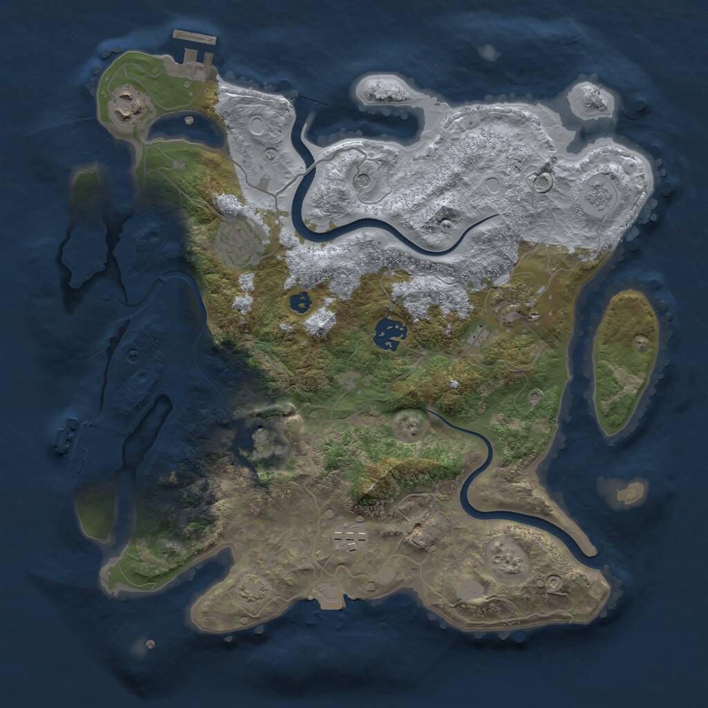 Rust Map: Procedural Map, Size: 3300, Seed: 1371739037, 12 Monuments