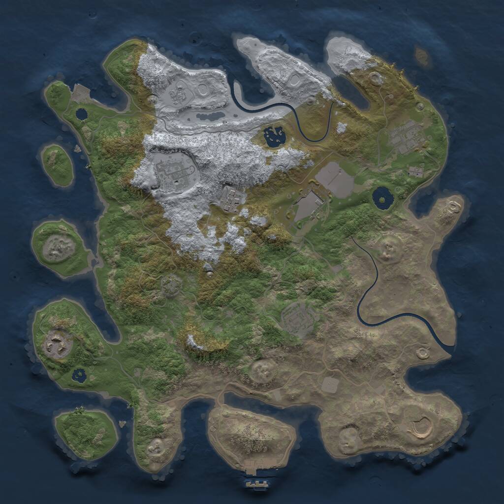 Rust Map: Procedural Map, Size: 3500, Seed: 661151663, 12 Monuments