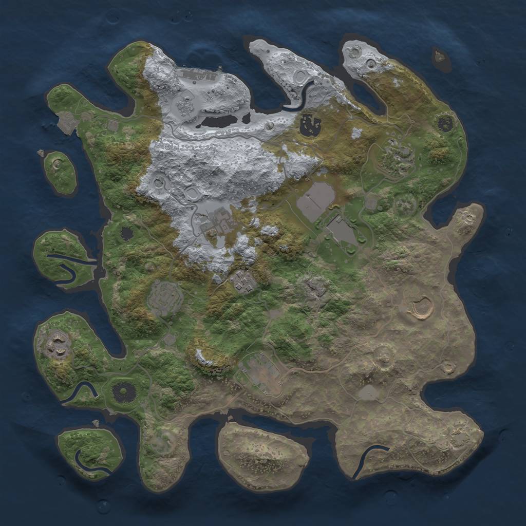 Rust Map: Procedural Map, Size: 3500, Seed: 661151663, 16 Monuments