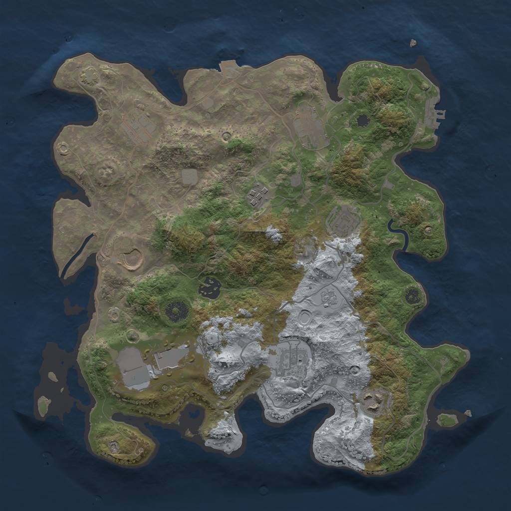 Rust Map: Procedural Map, Size: 3500, Seed: 648957845, 15 Monuments