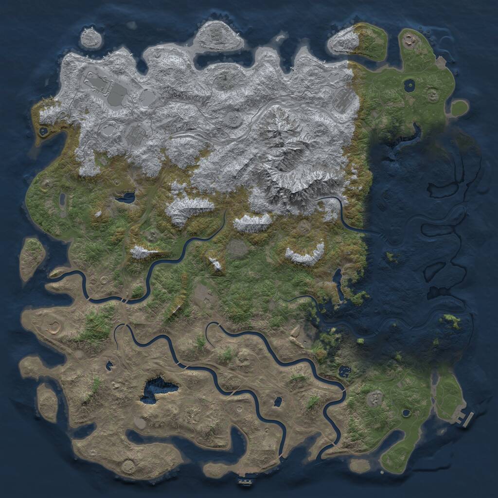 Rust Map: Procedural Map, Size: 6000, Seed: 1057848958, 17 Monuments