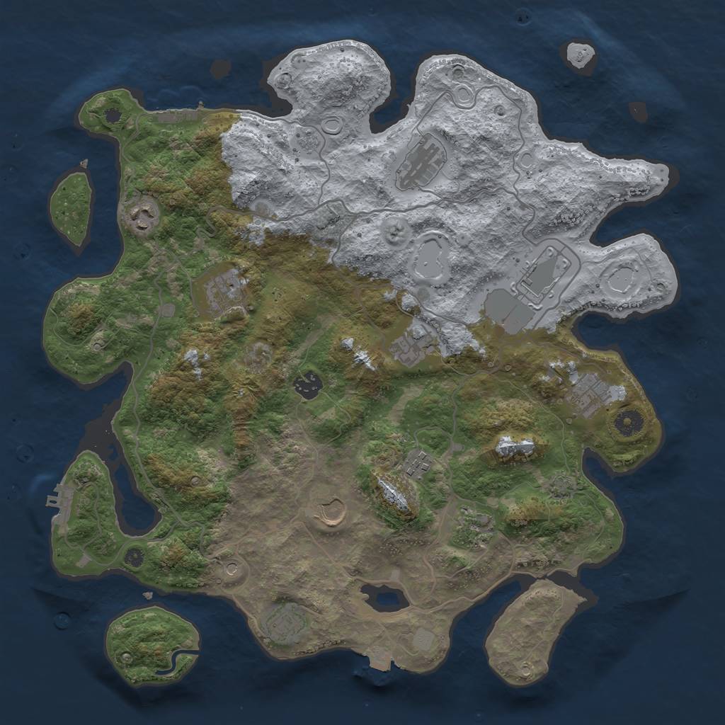 Rust Map: Procedural Map, Size: 4000, Seed: 1300505182, 19 Monuments