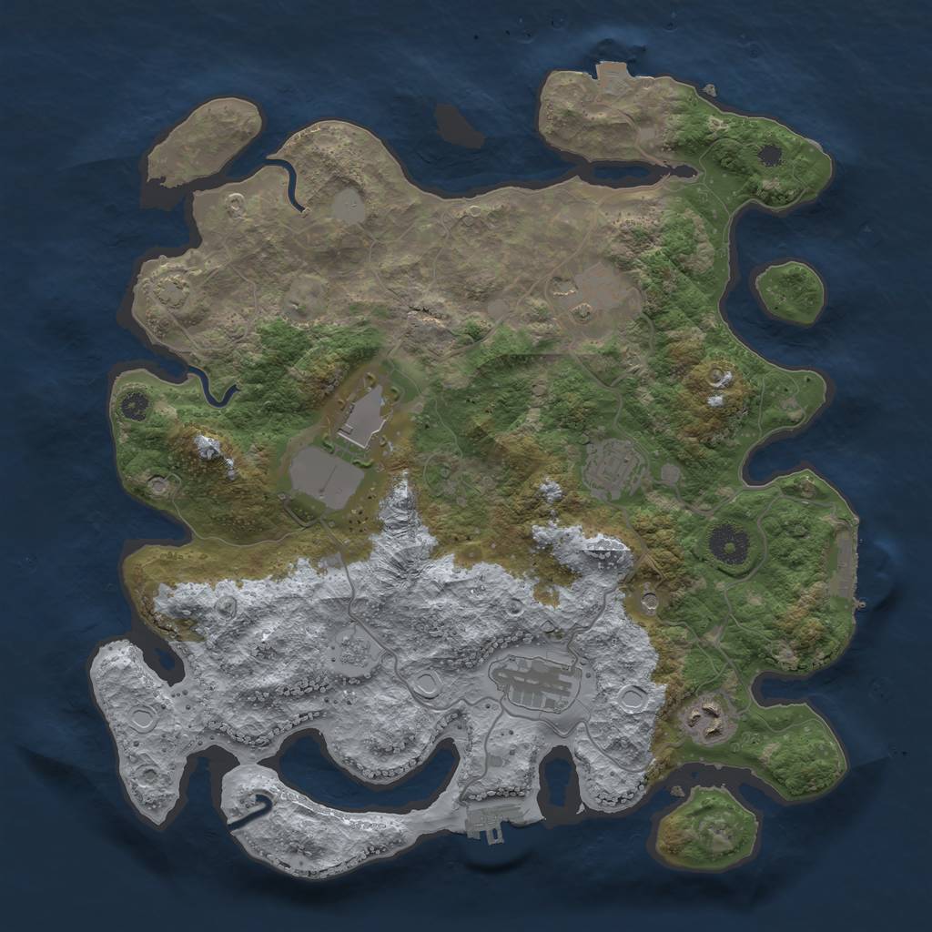Rust Map: Procedural Map, Size: 3500, Seed: 1854119498, 13 Monuments