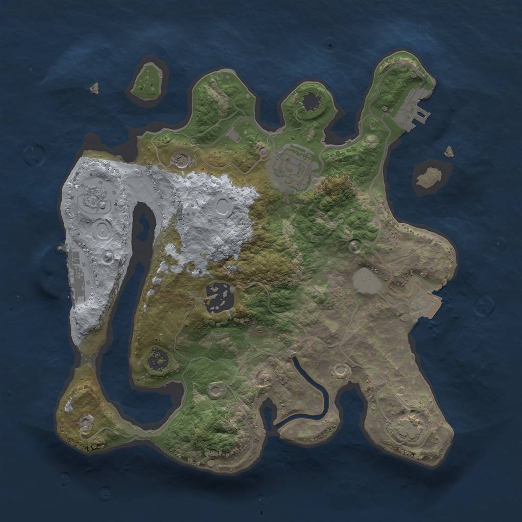 Rust Map: Procedural Map, Size: 2500, Seed: 1695438834, 10 Monuments