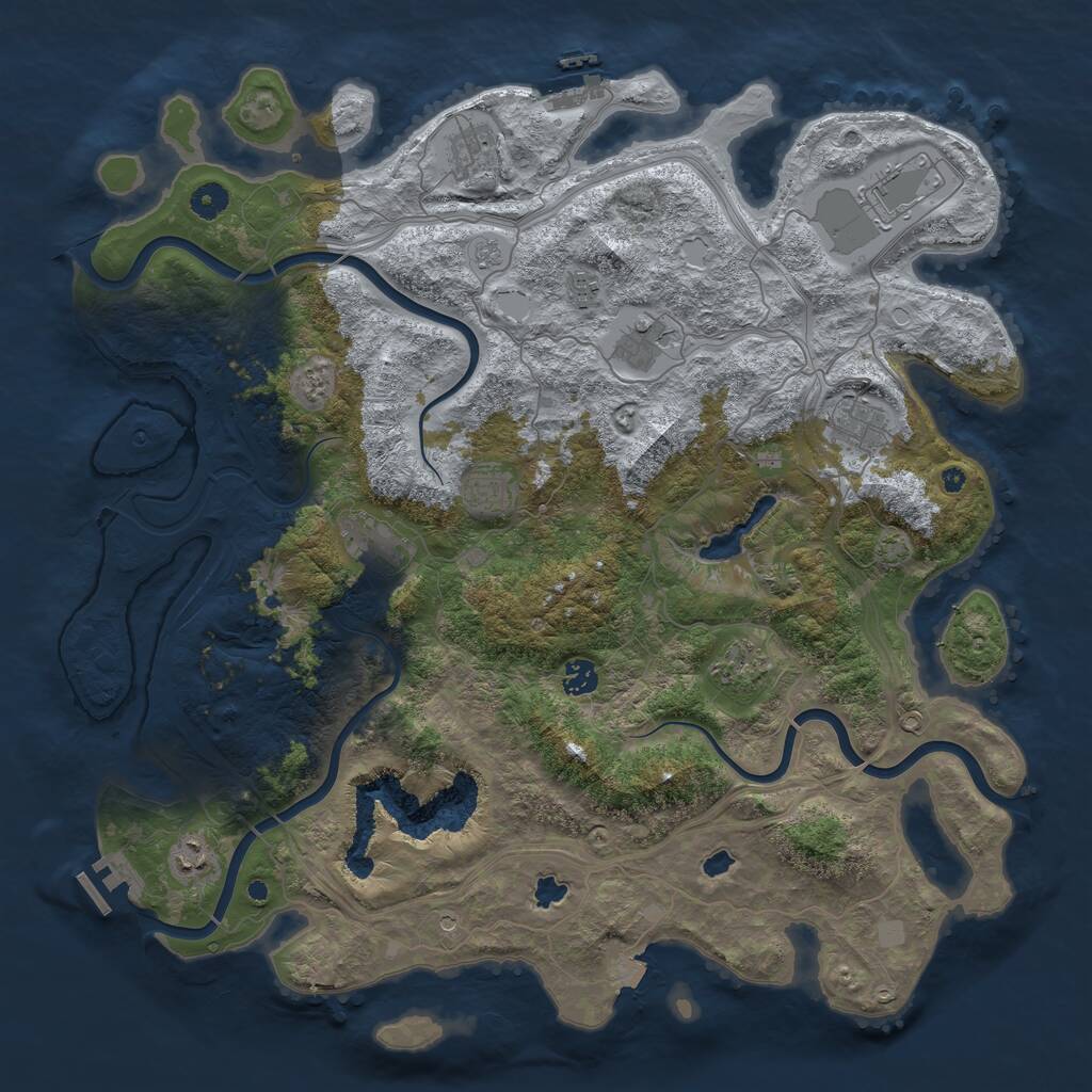 Rust Map: Procedural Map, Size: 4500, Seed: 29378855, 16 Monuments