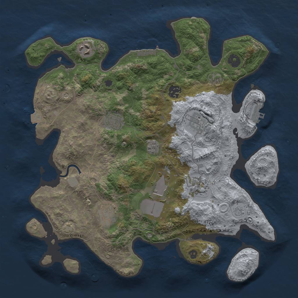 Rust Map: Procedural Map, Size: 3500, Seed: 816018729, 16 Monuments
