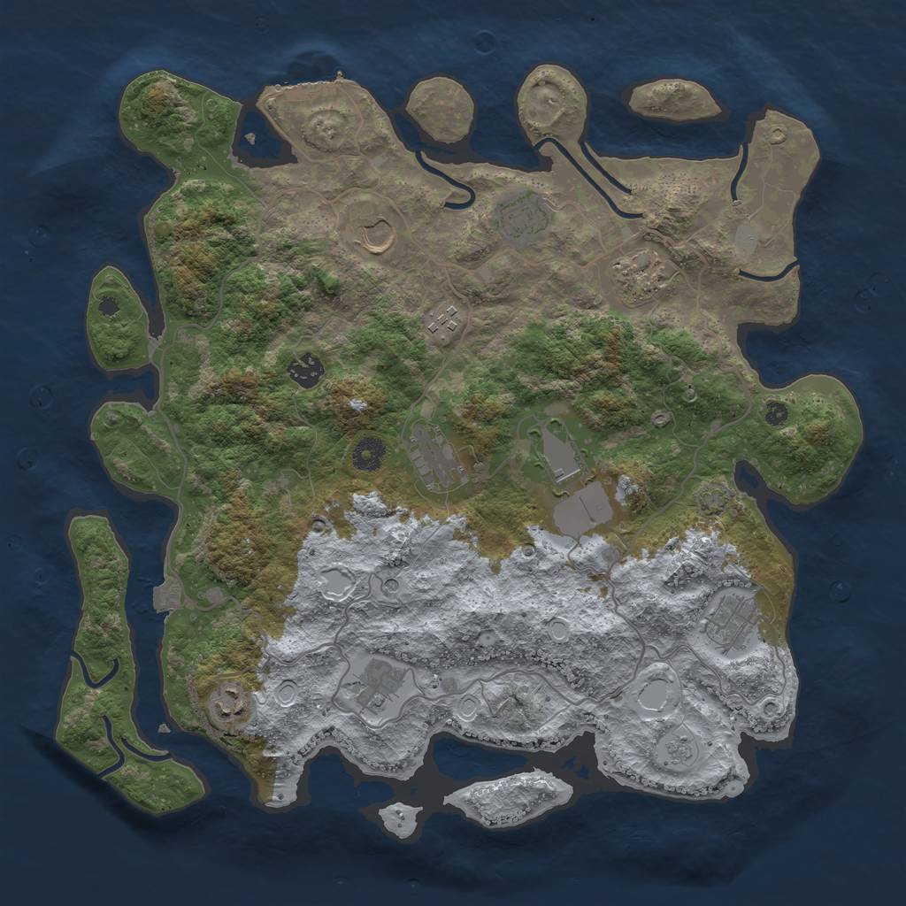 Rust Map: Procedural Map, Size: 4000, Seed: 19970110, 17 Monuments