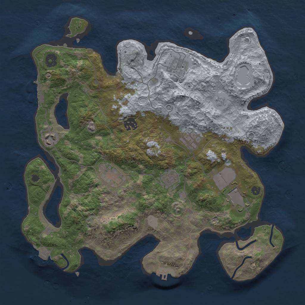 Rust Map: Procedural Map, Size: 3500, Seed: 1009063262, 15 Monuments