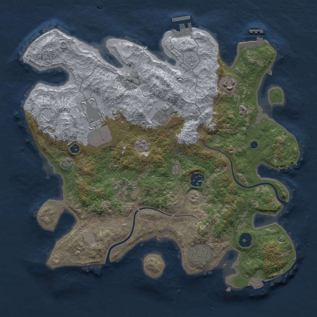 Rust Map: Procedural Map, Size: 3500, Seed: 188907607, 12 Monuments