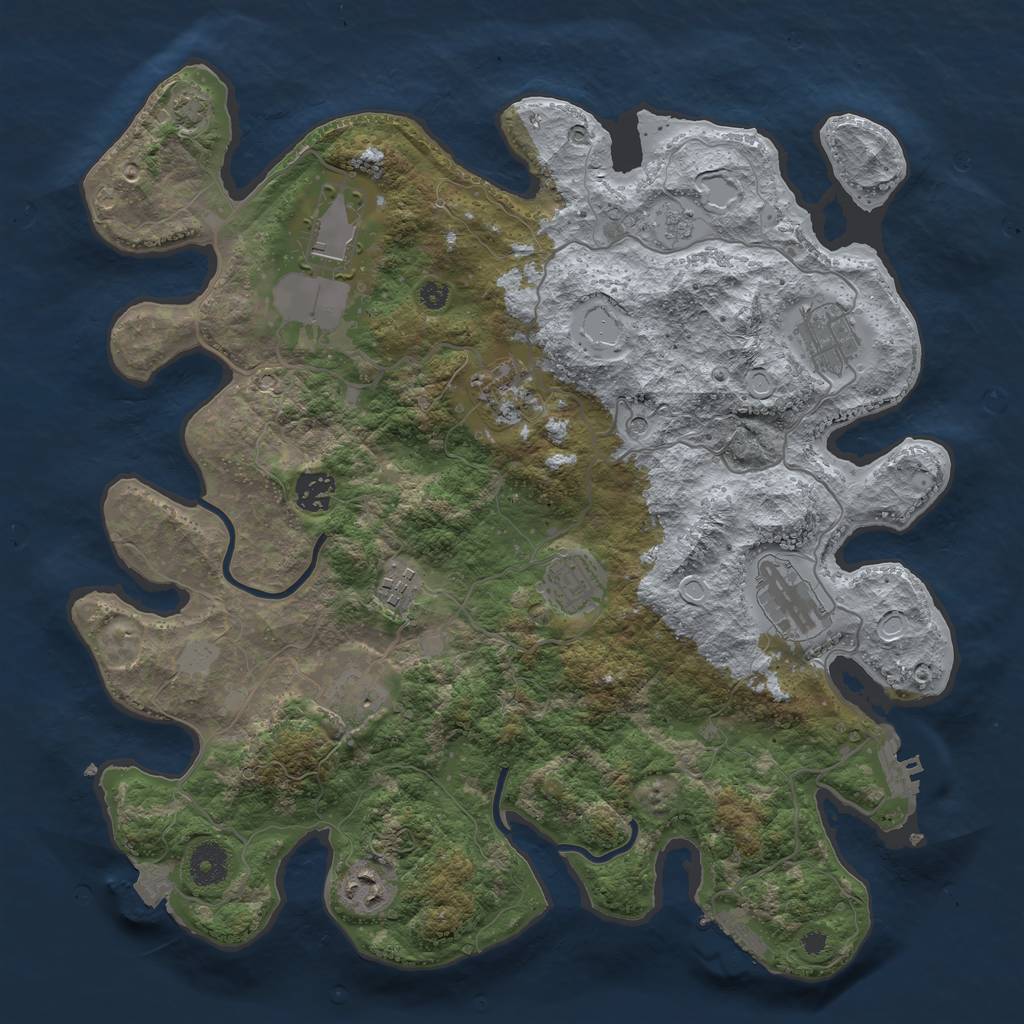 Rust Map: Procedural Map, Size: 3750, Seed: 1391798491, 17 Monuments