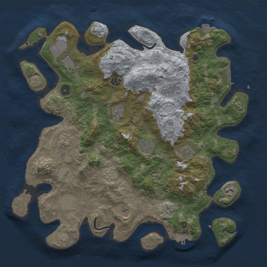 Rust Map: Procedural Map, Size: 4000, Seed: 1805828418, 19 Monuments