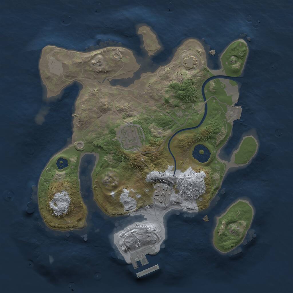 Rust Map: Procedural Map, Size: 2500, Seed: 48165, 5 Monuments