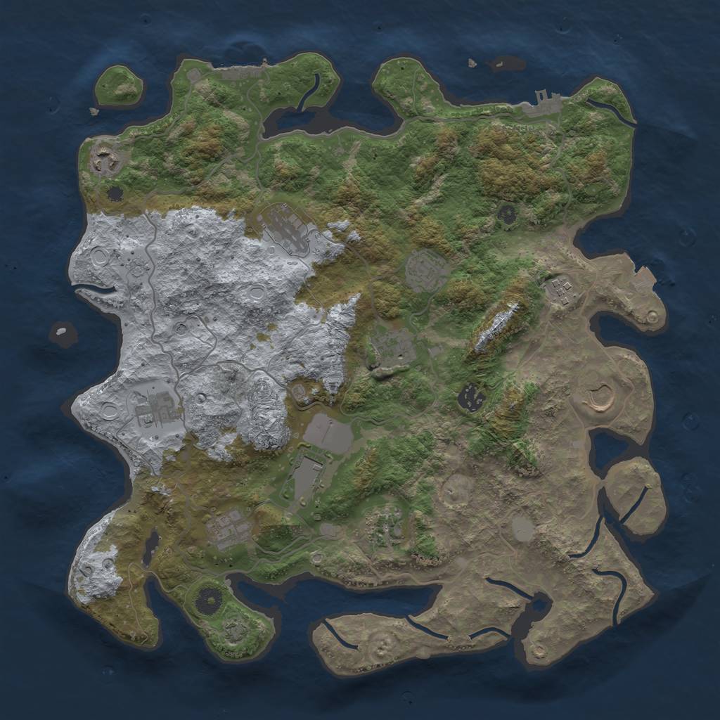 Rust Map: Procedural Map, Size: 4000, Seed: 904704977, 19 Monuments