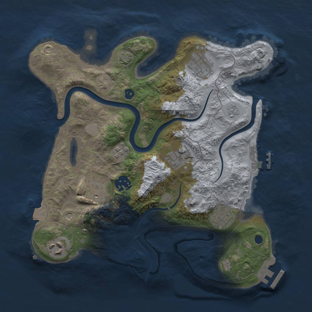 Rust Map: Procedural Map, Size: 3000, Seed: 735811649, 13 Monuments