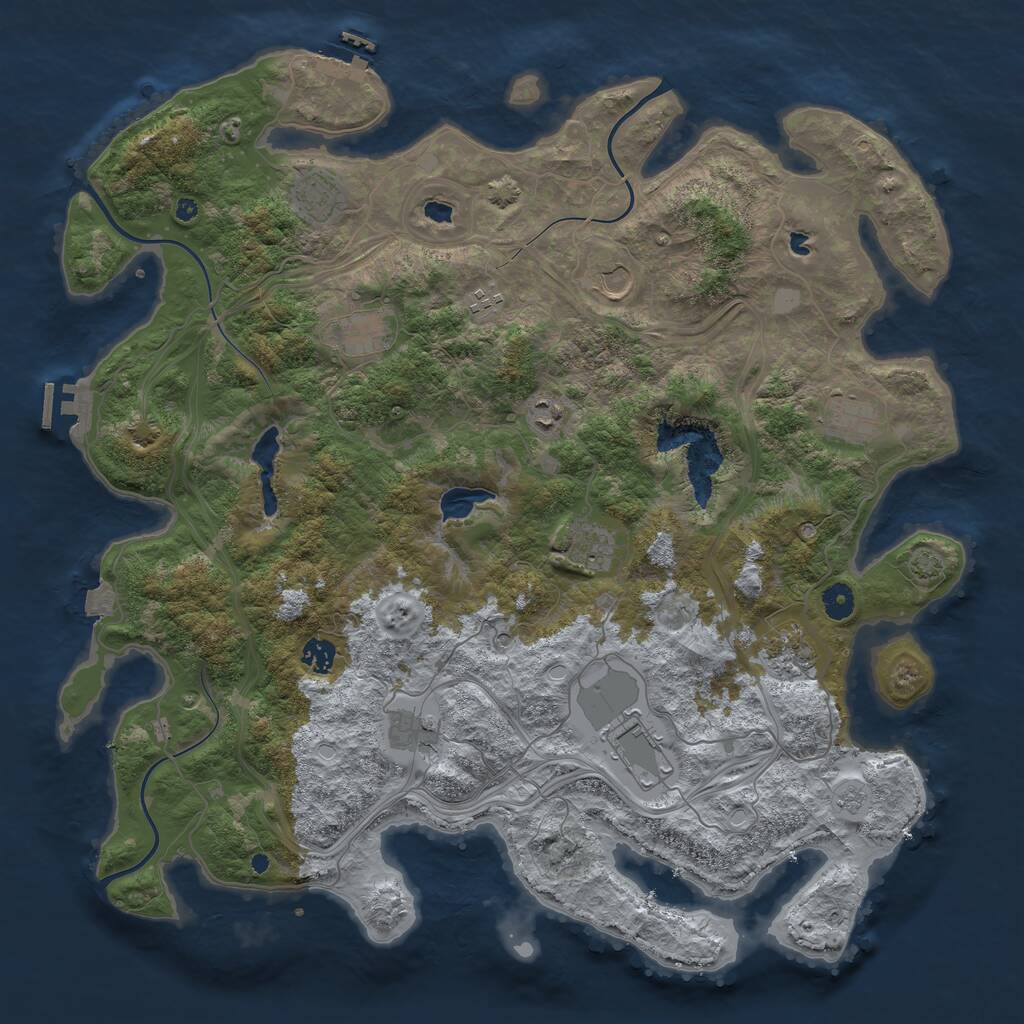 Rust Map: Procedural Map, Size: 4500, Seed: 1995246418, 17 Monuments