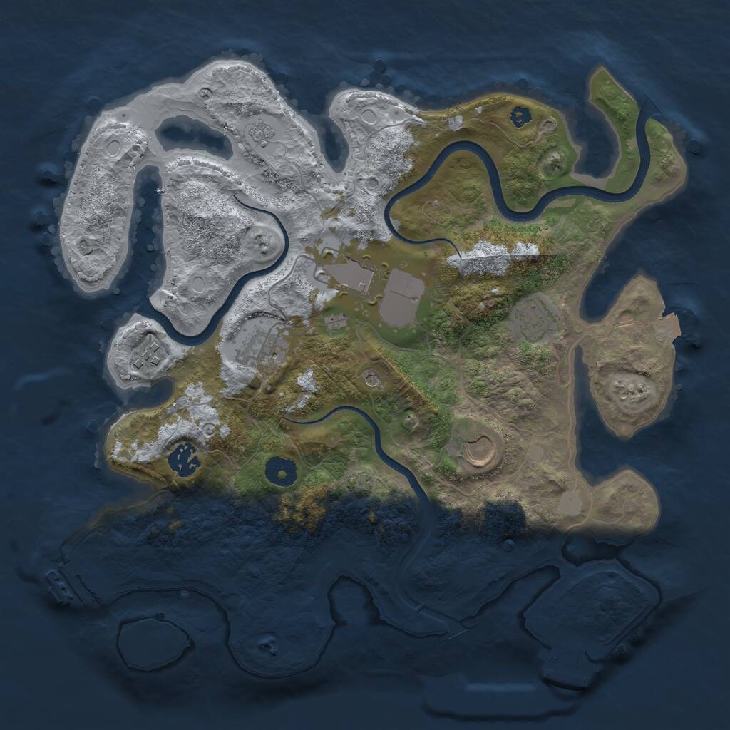 Rust Map: Procedural Map, Size: 3500, Seed: 1135323777, 12 Monuments
