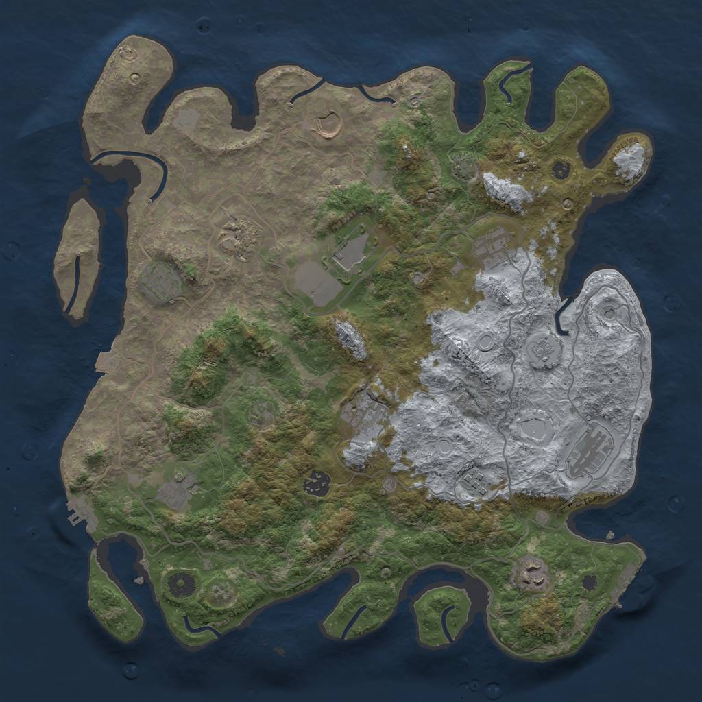 Rust Map: Procedural Map, Size: 4000, Seed: 1264615641, 19 Monuments