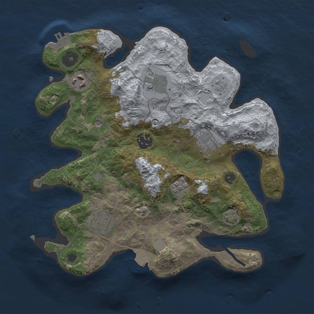 Rust Map: Procedural Map, Size: 3000, Seed: 2101253228, 13 Monuments