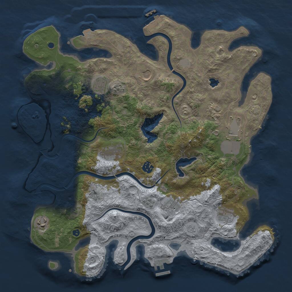 Rust Map: Procedural Map, Size: 4000, Seed: 29456314, 16 Monuments