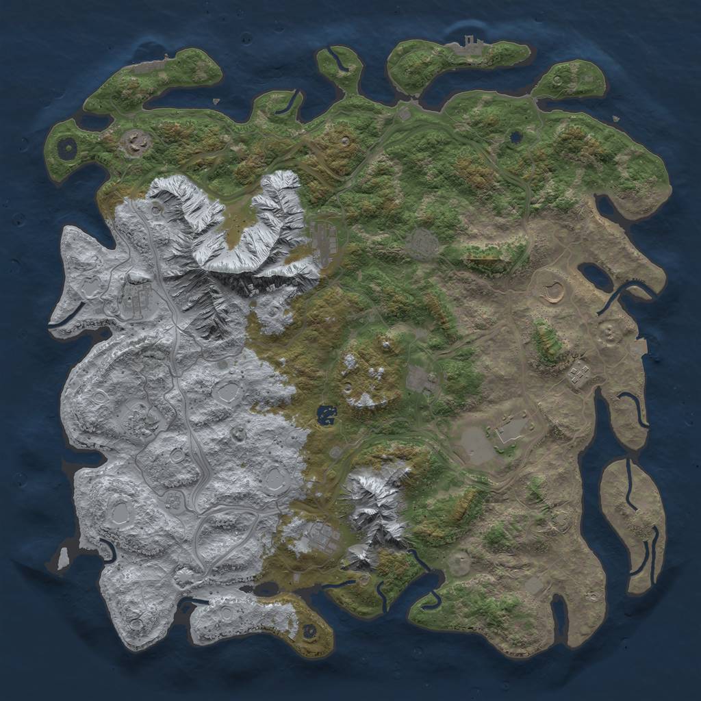 Rust Map: Procedural Map, Size: 5000, Seed: 1142810730, 19 Monuments