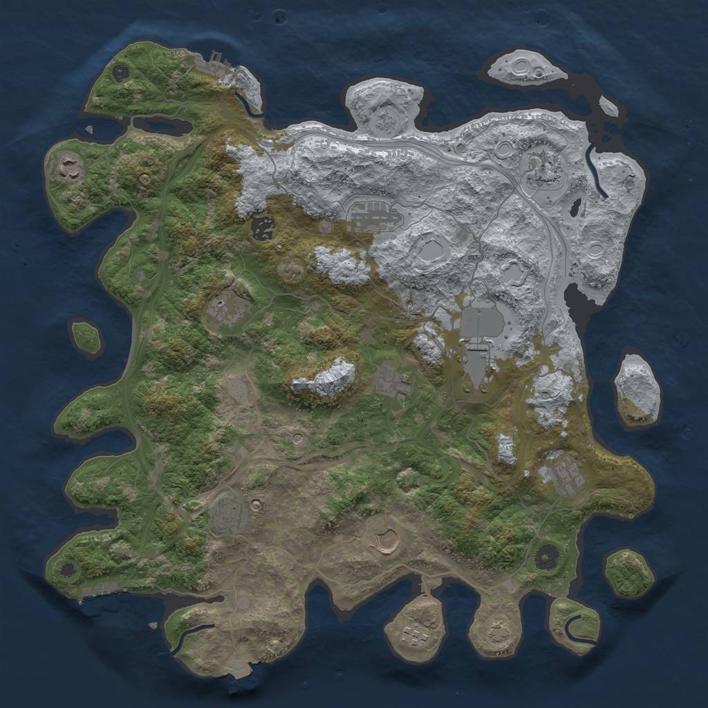 Rust Map: Procedural Map, Size: 4250, Seed: 727824976, 19 Monuments