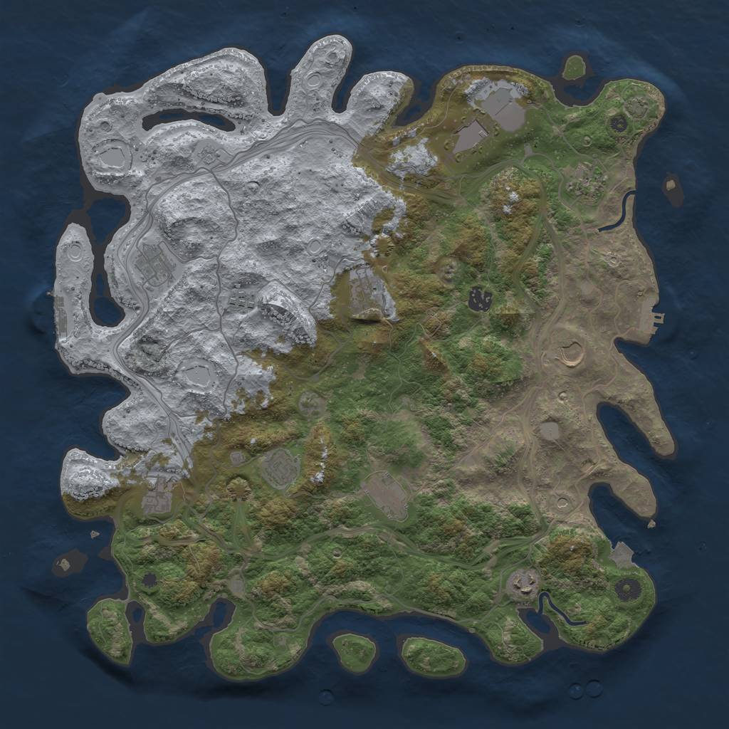 Rust Map: Procedural Map, Size: 4400, Seed: 91128173, 19 Monuments