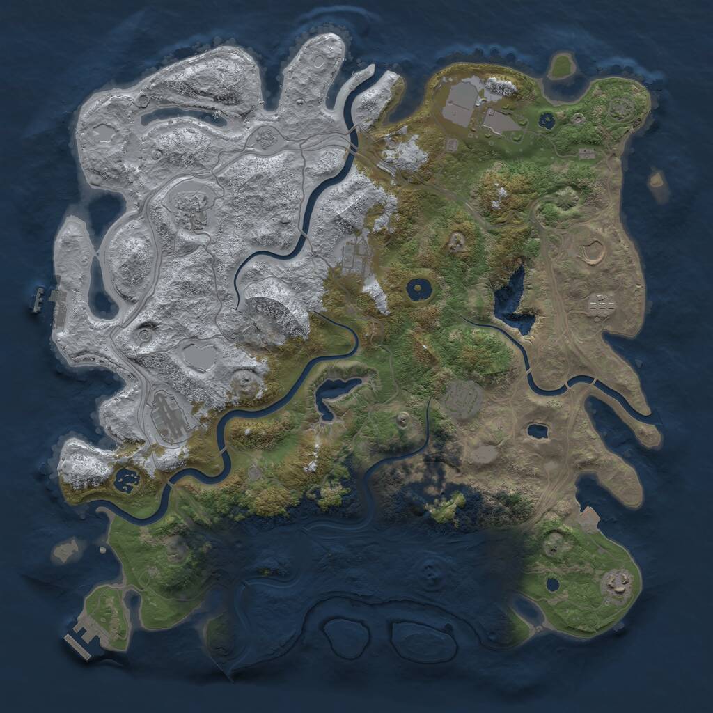 Rust Map: Procedural Map, Size: 4400, Seed: 91128173, 16 Monuments