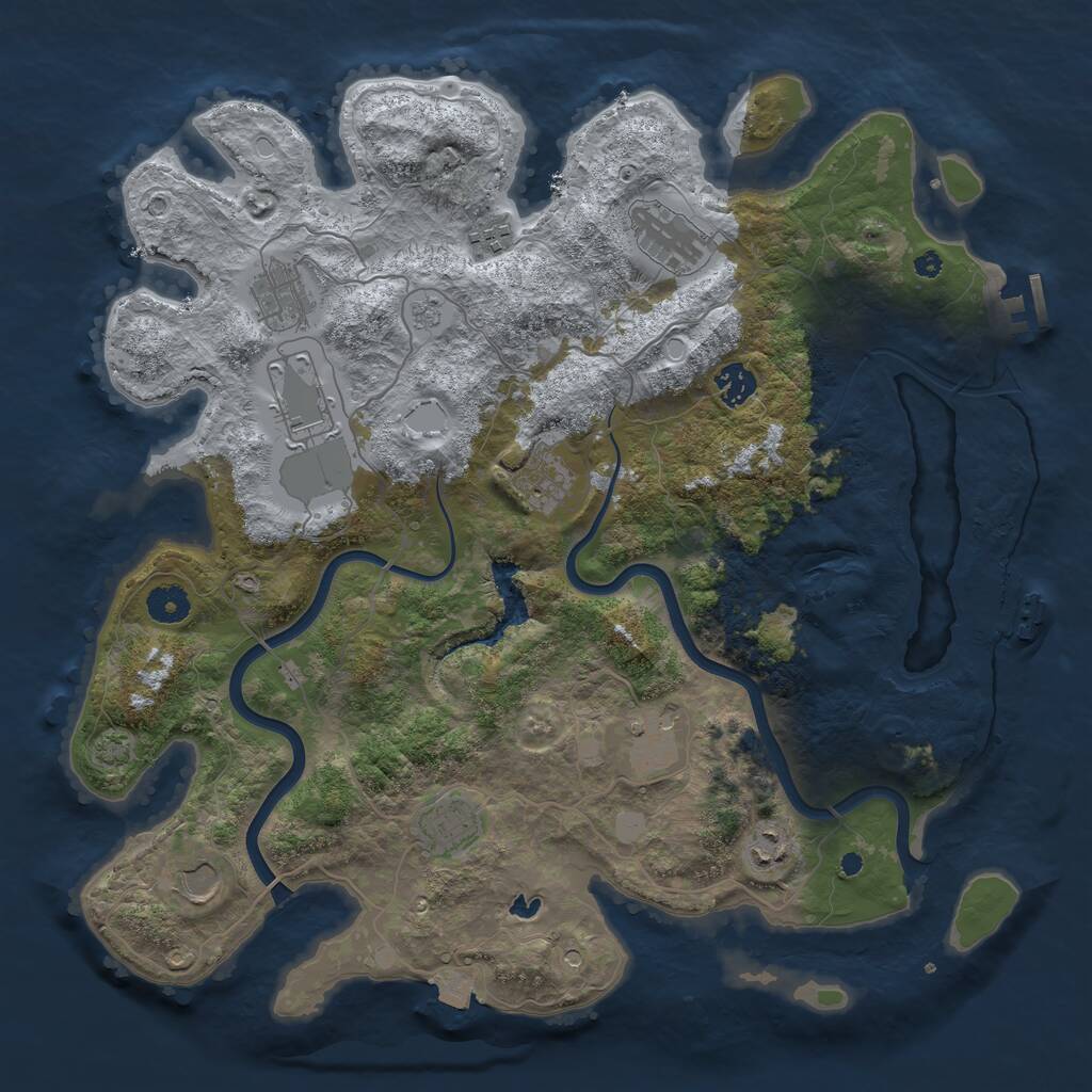 Rust Map: Procedural Map, Size: 4000, Seed: 1271836855, 16 Monuments