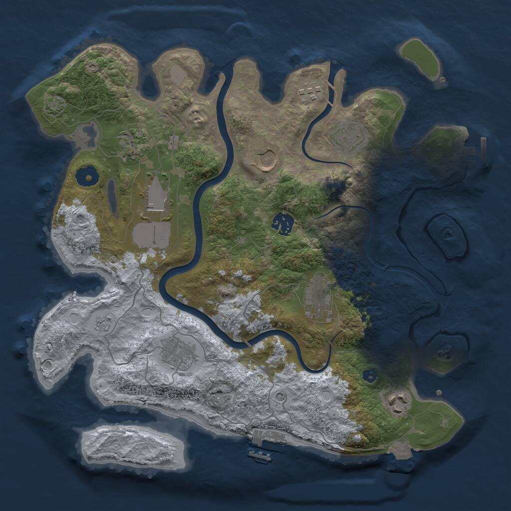 Rust Map: Procedural Map, Size: 3500, Seed: 412487581, 15 Monuments