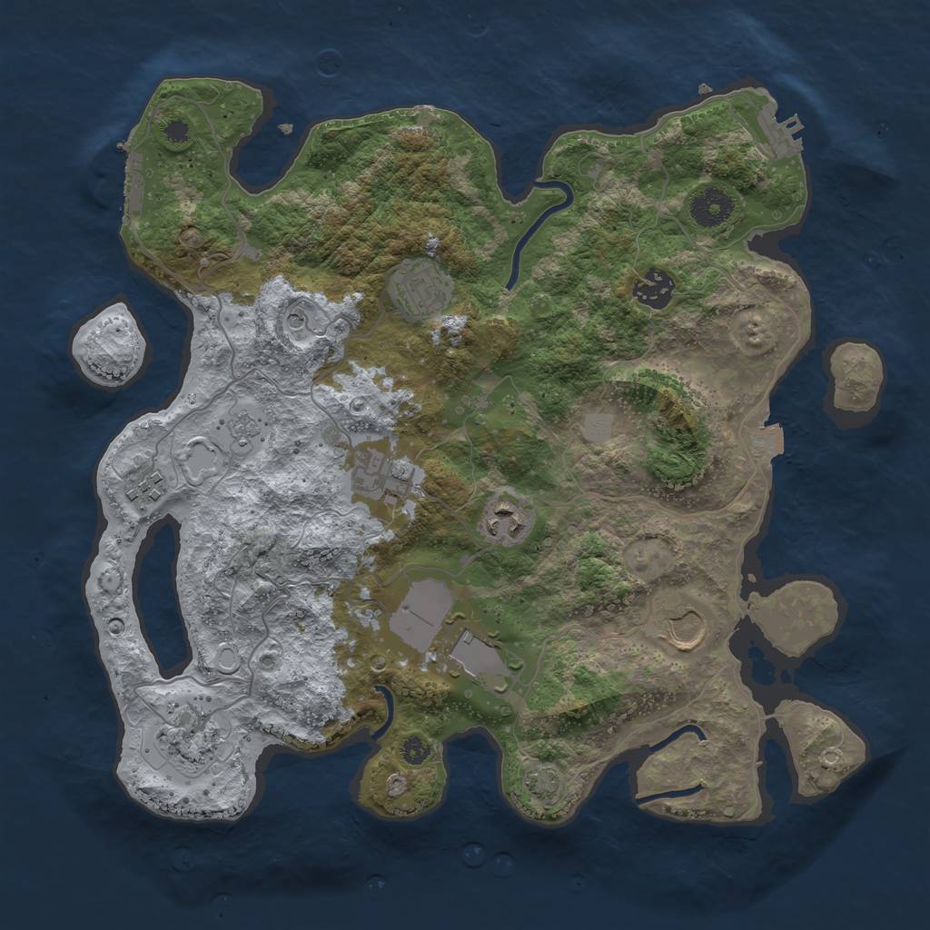 Rust Map: Procedural Map, Size: 3500, Seed: 682812, 16 Monuments