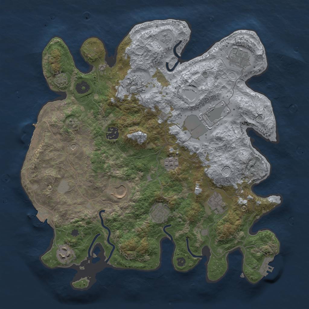 Rust Map: Procedural Map, Size: 3500, Seed: 267062872, 17 Monuments