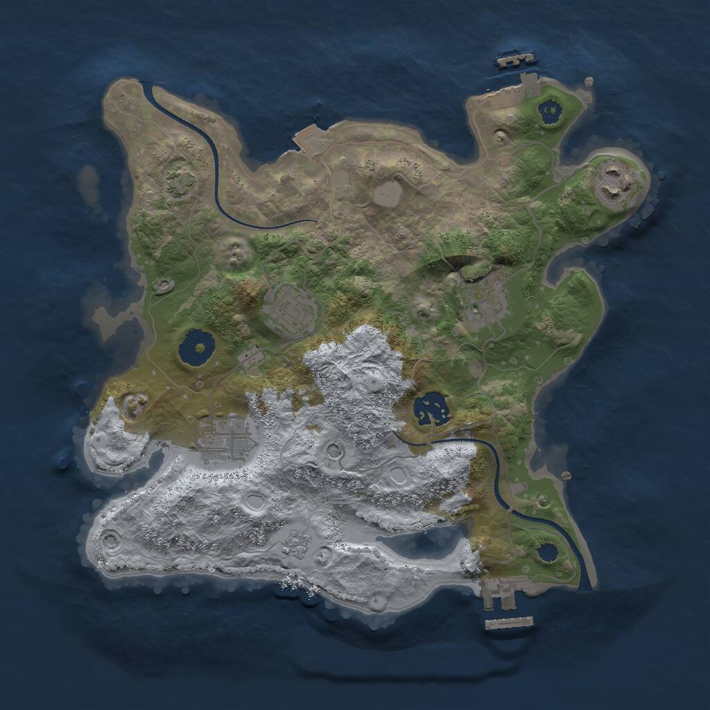 Rust Map: Procedural Map, Size: 3000, Seed: 3399, 11 Monuments