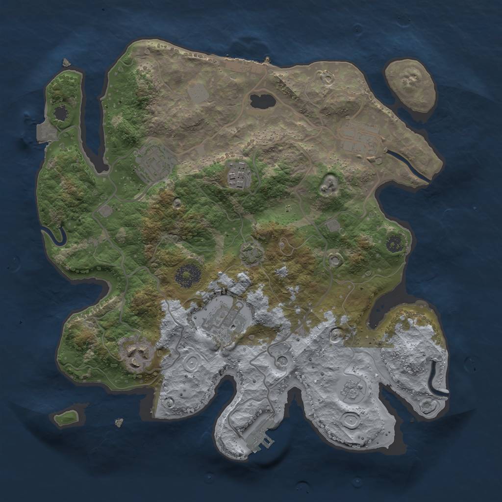 Rust Map: Procedural Map, Size: 3000, Seed: 1889917387, 13 Monuments