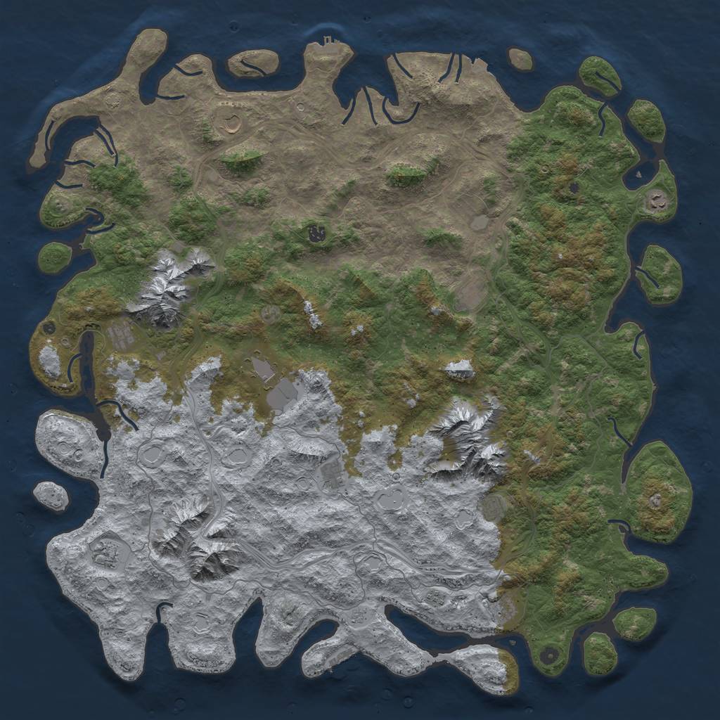 Rust Map: Procedural Map, Size: 6000, Seed: 90989, 19 Monuments