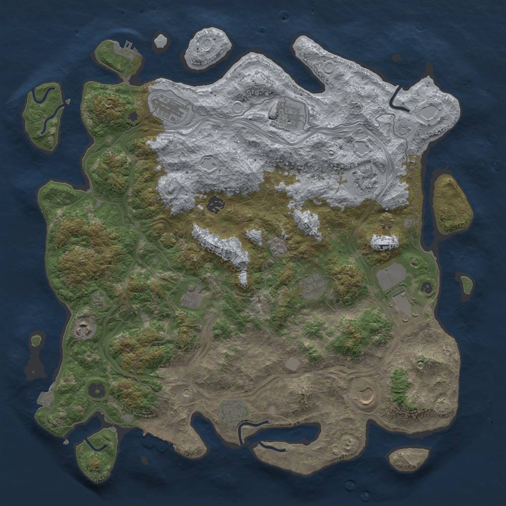 Rust Map: Procedural Map, Size: 4500, Seed: 461344804, 19 Monuments