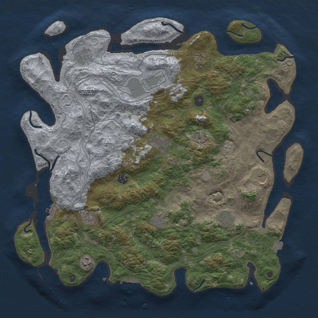 Rust Map: Procedural Map, Size: 4500, Seed: 1503147451, 19 Monuments