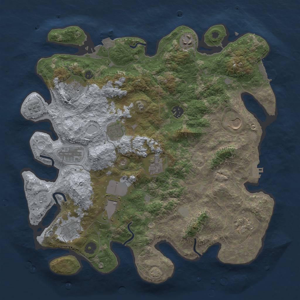 Rust Map: Procedural Map, Size: 3850, Seed: 6624, 19 Monuments