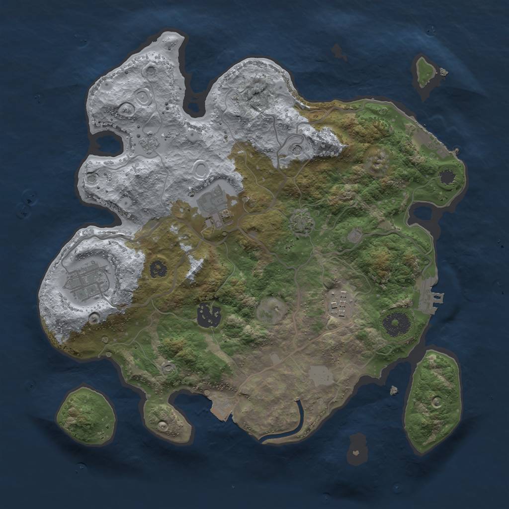 Rust Map: Procedural Map, Size: 3000, Seed: 1416268213, 12 Monuments